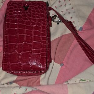 Disney Store Mickey Mouse D-Tech Red Croc Embossed Phone Wristlet Wallet
